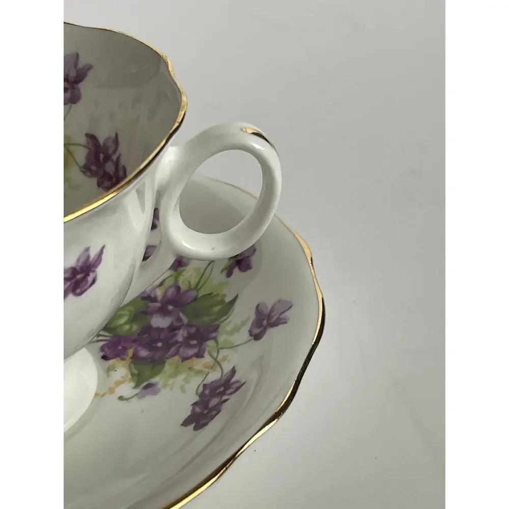 Radfords Tea Cup & Saucer, Purple Violets Teacup and Saucer, English